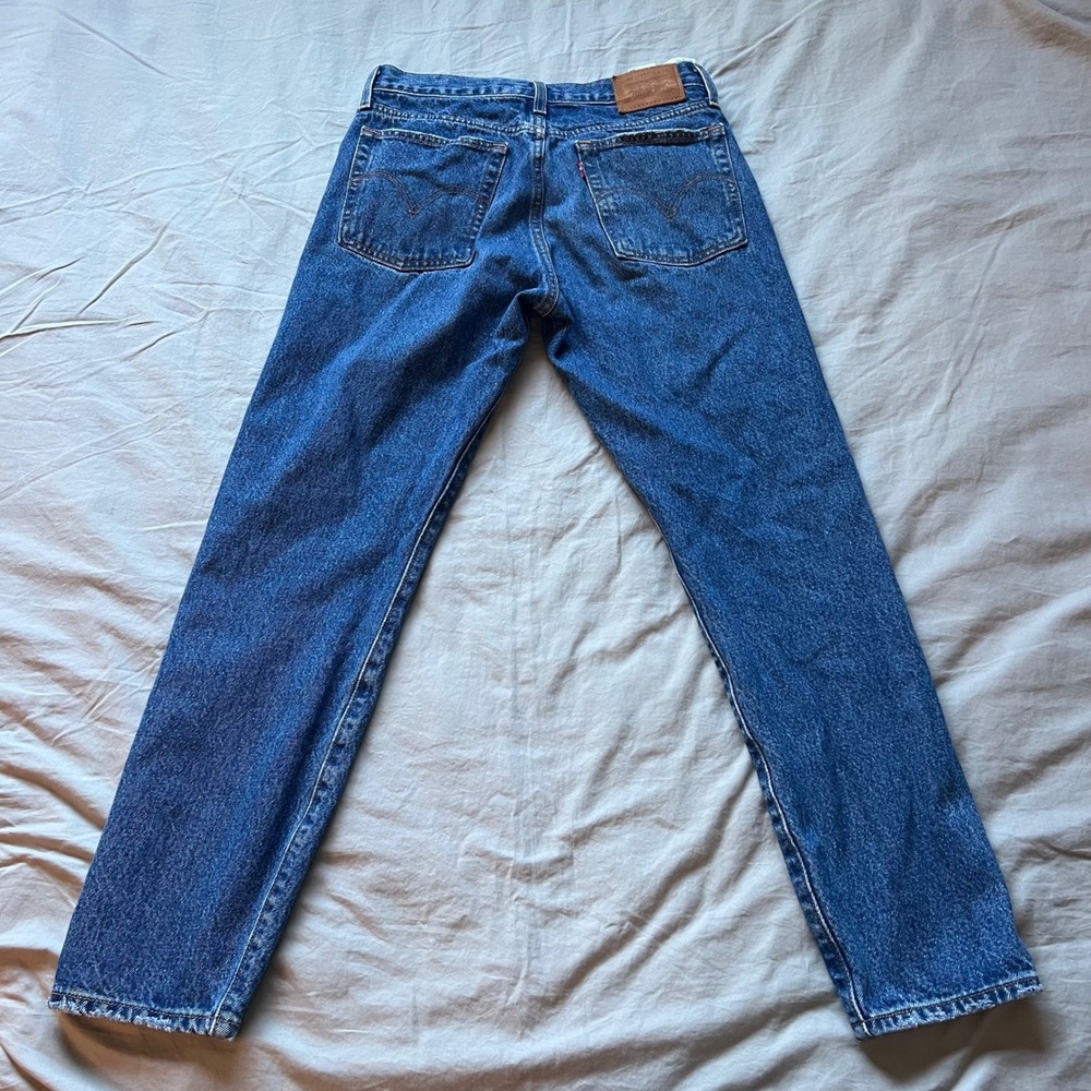 LEVI'S Wedgie Fit Jeans Womens Size 27 Button Fly Blue Denim Pants Fade‎ Cotton